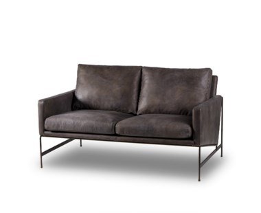 Vanessa 2 Seater Sofa - Destroyed Black Leather (UK)